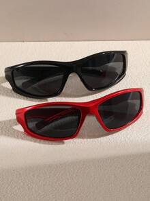 2pcs Fashion Wrap-Around Street Style Fashion Glasses For Women, Suitable For Casual Street Outfits - Multicolor - View 19