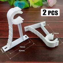 2 Pack Curtain Rod Bracket – Heavy Duty White Curtain Rod Holders For 1 Inch Drape Rods, Single Wall Mount Hook Support For Curtains, Drapery Hardware - por defecto - Ver 3
