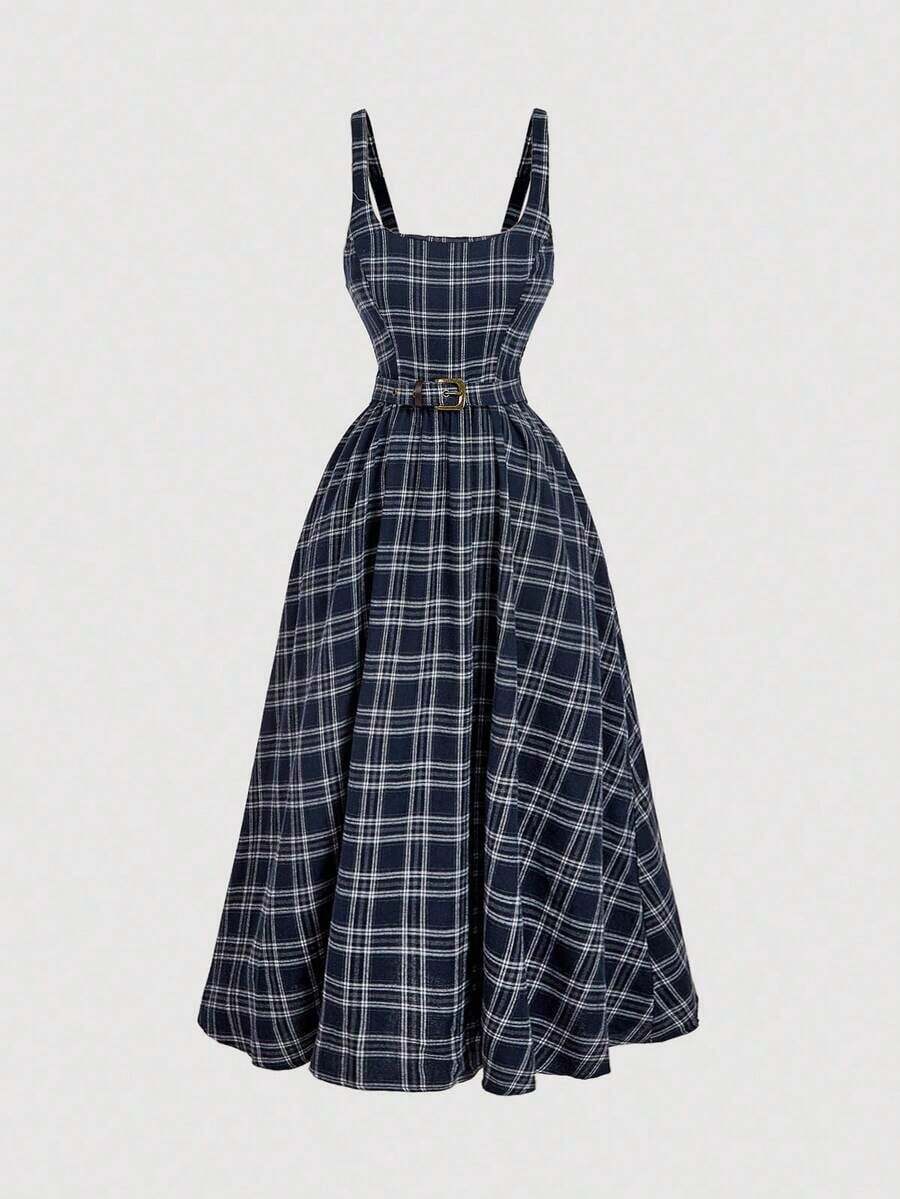 MOD Vestido casual y elegante sin mangas para mujer - Azul marino - Ver 1