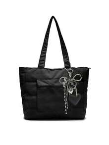 Simple Solid Color New Popular Quilted Tote Bag In Spring And Summer, Lightweight, Practical And Large Capacity With Body Patch Pockets, Shoulder Bag, Zipper Switch, Double Shoulder Straps, High-Value Armpit Bag, Suitable For Commuting To Work, School, Class, Shopping And Storage - Black - View 7