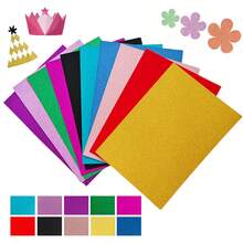 DIY Feito à Mão 10 Folhas 10 Cores Papel Cartão com Glitter A4, Papel Cartão com Glitter Colorido para Artesanato DIY, Papel com Glitter A4 Dourado e Prateado Sem Desprendimento, para Artesanato - Scrapbooking, Confecção de Cartões, DIY, Suprimentos Escolares - 10 cores - Visão 1