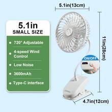 Personal Portable Fan, Desktop Quiet Small Fan, 4-Speed Adjustable Modes, USB Charging Function, 360° Flexible Neck Fan. Suitable For Home, Beach, Office, Dorm, Bedroom, Indoor, Outdoor, Stroller, Travel Essential, Summer Gift - WQ-fS01B - View 13
