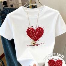 Local -74 Women's Casual Shirt Print T-Shirt, Short Sleeve, Round Neck, Spring Urban Fashion_1778137524235 - 白5 - 查看 1