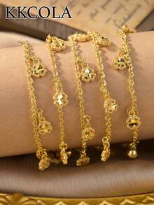 KKCOLA 1 Piece Of Fashionable And Versatile Four-Leaf Clover Bracelet. Ideal Gift For A Party. (The Position Of The Four-Leaf Clover Is Random) - Yellow Gold - View 8