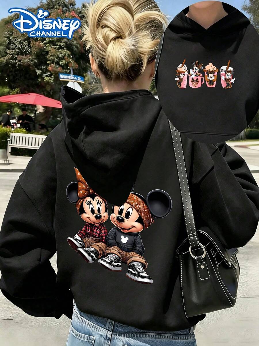 Disney Women's Sweatshirt, Hooded Sweatshirt Disney Mickey Minnie, Bandana Print, Sneakers Graphic, Pink Coffee Cup Pattern -- Disneys Disneyland Paris The Magic Kingdom Disneyesque The House Of Mouse Mickey Mouse Empire Modest Summer Outfits Take That T Shirt Summer Coord Tops For Women Summer Summer Clothes Women Summer Clothes Summer Tops Summer Tops Women Summer Co Ord Summer Top Summer Outfits White Top Black Top Holiday Outfits For Women Tops For Women Summer Holiday Gifts Valentine's Day Gifts Earth Day Gifts Oktoberfest Gifts Summer Bank Holiday Gifts - màu đen - Xem 1