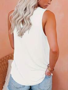 Summer Outfits For WomenPlus Size Sun Print Tank Top, Casual Crew Neck Sleeveless Tank Top For Summer, Women's Plus Size ClothingLoose And Comfortablesummer Tops For Women - 白色 - 查看 2
