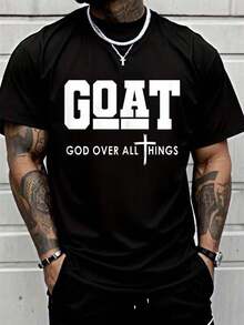 Camiseta de Algodón 100% con Impresión Divertida de Jesús Cristiano, Cuello Redondo de Manga Corta, Adecuada para Todas las Estaciones, Ropa de Hombre - Negro - Ver 8
