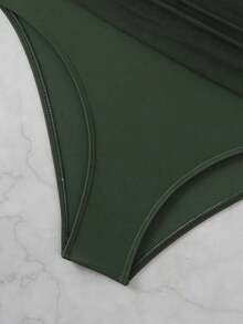 Swim Conjunto de playa de verano para mujer, traje de baño de una pieza de estilo minimalista, apto para el verano - Verde militar - Ver 4
