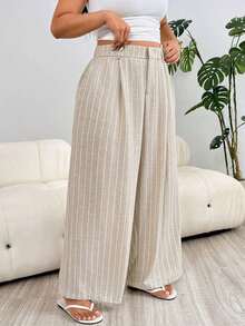 Pantalones casuales a rayas para mujer de talla grande, adecuados para exteriores, uso diario, fiestas, viajes, bodas, festivales de música, vuelta al colegio, graduación, vacaciones en la playa, ropa urbana, ropa de estar en casa, compras, paseo - Albaricoque - Ver 7