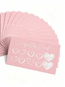 50pcs Pink Heart Loyalty Punch Cards, Blank Customer Reward Cards For Small Business, Perfect For Boutiques, Coffee Shops And Beauty Salons - Loyalty Card - View 5