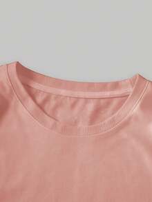 Women's Short-Sleeved T-Shirt Made From 100% Pure Cotton With A Heart Print - Comfortable, Versatile, Casual Crew Neck T-Shirt, A Spring And Summer Staple, Machine Washable, An Essential Everyday T-Shirt With A Soft Texture - 粉色 - 查看 3