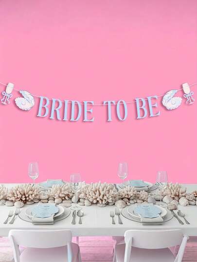 1set Bride To Be Shell Banner,Light Blue Seashell & Champagn Glass Bunting Paper Garland,Coastal Bridal Shower Paper Decorations, Beach Themed Bachelorette Party Hanging Banner,Suitable For Bridal Shower, Engagement, Bachelorette Decorations,Last Toast On The Coast