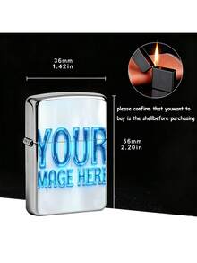 Custom DIY Photo Lighter Case, Personalized Logo & Message Metal Lighter Shell, Unique Graduation Gift, Cool Aesthetic Accessory For Men, Women (Case Only) - Printing - View 6