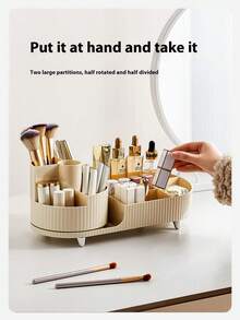 Super life 1 Pc 360° Rotating Makeup Brush Storage Box, Multifunctional Desktop Organizer, Cosmetics And Skincare Product Storage Rack, Convenient Access Beauty Tool Box. Suitable For Dressing Table, With Brush Holder, Cosmetic Storage Box, Large Rotating Cosmetics And Skincare Storage Box, Countertop Cosmetics And Perfume Storage Box, Lotion Display Box - Rotating Makeup Brush Storage Box - View 5