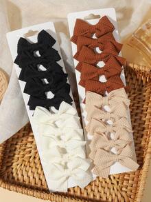 10pcs Waffle Texture Bow Hair Accessories, Gentle Style Daily Wear Hair Decor Set - Mixed color - View 5