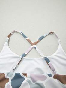 Acelitt 2pcs/Set Camouflage Print Cropped Tank Top And Elastic Waist Shorts - Multicolor - View 8