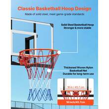 Wall Mount Basketball Hoop, 44-Inch PC Backboard Mounted Basketball Hoop Outdoor With Solid Steel, 0.08 Inch Thickened Backboard, Thickened Woven Nylon Basketballs Net, Indoor & Outdoor Use - 44-inch - View 5