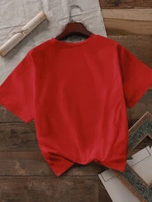 Women's Nana Football Player Design T-Shirt - 180g Double-Sided Brushed Design, Casual Crew Neck, Short Sleeves, Lightweight And Breathable, Suitable For Football Fans, Spring/Summer Casual Wear, Football T-Shirt, Fan Merchandise, Stylish, Comfortable Fit, Fan Apparel. - 紅色 - 查看 6