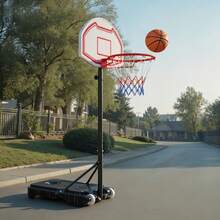 Portable Basketball Stand, 5.2 To 6.9 Ft Height Adjustment Basketball Hoop & Goal, Kids Adjustable Basketballs Hoop With Nylon Net & Rolling Wheels, Portable Backboard Set For Patios, Poolside - 5.2 to 6.9 Ft - View 9