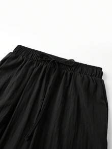 Women's Fashion Shorts Lace Trim Drawstring Elastic Waist Short Pants Summer Casual Shorts - Negro - Ver 7