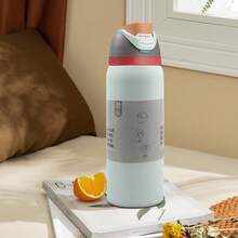 OwaIa (Boneyard), 32OZ/945ml Outdoor Sports Water Bottle, Double-Layer Vacuum Insulated Portable Drinking Cup, Travel Ice Coffee Cup, Summer Drinking Ware. It Has A Handle And A Straw, Which Is Very Suitable For Travel, Home Use, And Office Use. It Is Suitable For Small Sipping, Chilled Beverages And Hot Drinks In Summer-Double Cup Stainless Steel Insulated Water Bottle ,100% Leak-Proof Design - 米色 - 查看 7