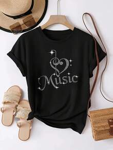 Camiseta de mujer para primavera y verano - Negro - Ver 2