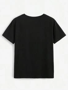 3 piezas Camiseta de mujer de manga corta, cuello redondo, suelta, con gráfico de eslogan, adecuada para primavera y verano, apropiada para salir, casual - Multicolor - Ver 5