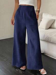 Pantalones anchos y sueltos de estilo casual para primavera, verano y otoño - Azul marino - Ver 8