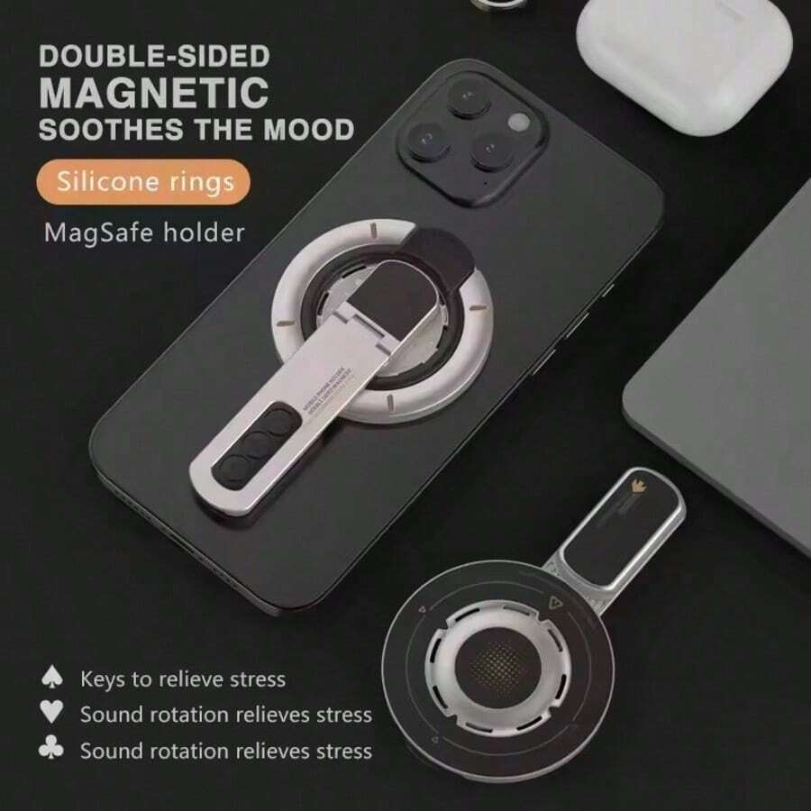 Multifunctional Foldable Phone Stand, 360° Rotatable Dual-Sided Magnetic Holder With Press Release Button, Innovative Magnetic Mount, Universal Phone Bracket For Office & Sports Use