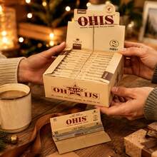 OHIS 新款手工捲紙附濾桿與捲紙頭，24本共768張，每本32張紙+32個捲紙頭，44*108mm 未漂白木漿，平滑慢燃，可媲美 RAW 與 OCB，便攜式，送男友的理想節日禮物 - 棕色 - 查看 5