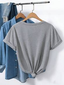 Women's Casual Short Sleeve T-Shirt - Space Gray - View 2
