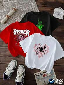 Nuevo modelo : 3 Camiseta suitable for streetwear, Top oversized cuello redondo daily outings, camping, concerts, hip-hop, rock, and rap events casual de manga corta para mujer con estampado de telaraña, cuello redondo, de algodón puro, transpirable, ideal para deportes casuales, regalo para las fiestas. - Negro - Ver 8