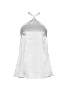 Chaleco de satén Y2K para mujeres, corbata de cuello redondo de seda, Correa superior trasera ajustable para hombros, adecuado para fiestas de ocio diarias - Blanco - Ver 5