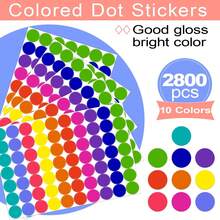 2800张彩色波点贴纸，圆形编码标签，圆点贴纸，适用于办公室、教室、文件等。 - 彩色 - 查看 2