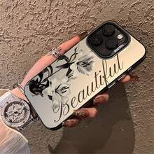 1 buah Casing Ponsel Laser Energetic Matte Hitam, Motif Bunga Lili Tinta Abu-abu Unik, Kompatibel dengan iPhone 16 Pro Max, 17/16/15/14 Plus, 13/12/11, Air, Series - MultiWarna - View 4