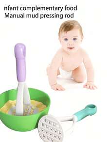 Machacador manual de patatas, procesador de alimentos para bebés, herramienta de cocina para hacer puré de batata, patata, regalo ideal para mamás y bebés, excelente para regalos de baby shower y fiestas de revelación de género - Multicolor 2 - Ver 1