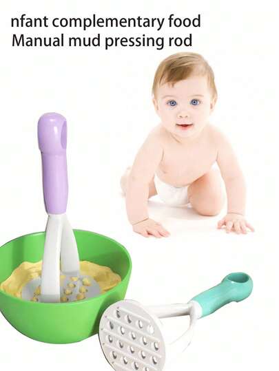 Manual Potato Masher, Baby Food Maker, Kitchen Tool For Mashing Sweet Potato, Potato, Ideal Gift For Moms And Babies, Great For Baby Shower And Gender Reveal Party Favors
