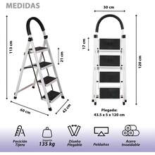 Escalera Plegable de Peldaños, Aluminio, Tijera, Portátil, Multifuncional, para Interior y Exterior (Escalera 4 PELDAÑOS) - Aluminio - Ver 11