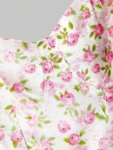 MOD Vestido de verano con estampado floral y tirantes anudados para mujeres, vestido largo con estampado floral para primavera, vestido de vacaciones, vestido de fiesta, atuendos de campo, ropa de playa de vacaciones, vestido bohemio para mujeres, atuendos de cumpleaños para mujeres, vestido de primavera y verano, atuendos para brunch - Rosa Fucsia - Ver 3