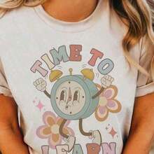 Camiseta Casual 100% Algodón Puro para Mujer, Ropa de Verano 2026, Top Elegante para Mujer, Ropa de Mujer Millennium, Camiseta con Estampado de Tigres y Espíritu Escolar, Camiseta con Gráfico de Mascota, Camiseta para el Día del Partido, Camiseta con Orgullo de Equipo, Camiseta con el Logotipo de tu Escuela, Camiseta con Gráfico, Top de Verano, Atuendo de Primavera de Primera Calidad para Mujer, Camiseta de Playa de Verano para Mujer, Manga Corta, Moda - Blanco 1 - Ver 1