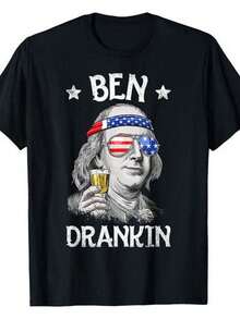 Ben Draken Men's 4th Of July T-Shirt With US Flag, 100% Cotton, Soft And Breathable, Short Sleeve, Perfect For Everyday Wear, Outdoor Activities, Work And Sports, Comfortable To Wear All Day. - 黑色 - 查看 8