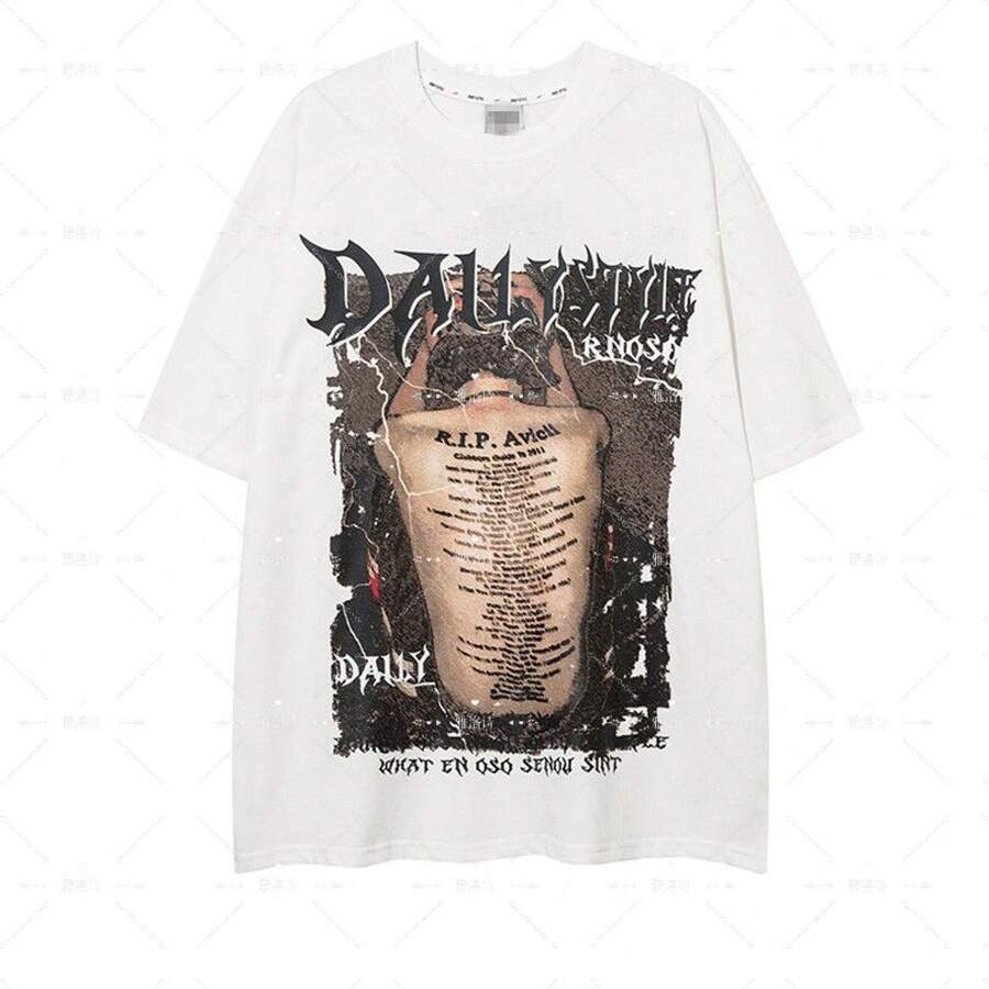 High-Quality Pure Cotton Short-Sleeved T-Shirt From An American Urban Fashion Brand For Men And Women, Loose Fit, Casual Summer Style, European And American Style, Modern And Unique. - 黑色 - 查看 1