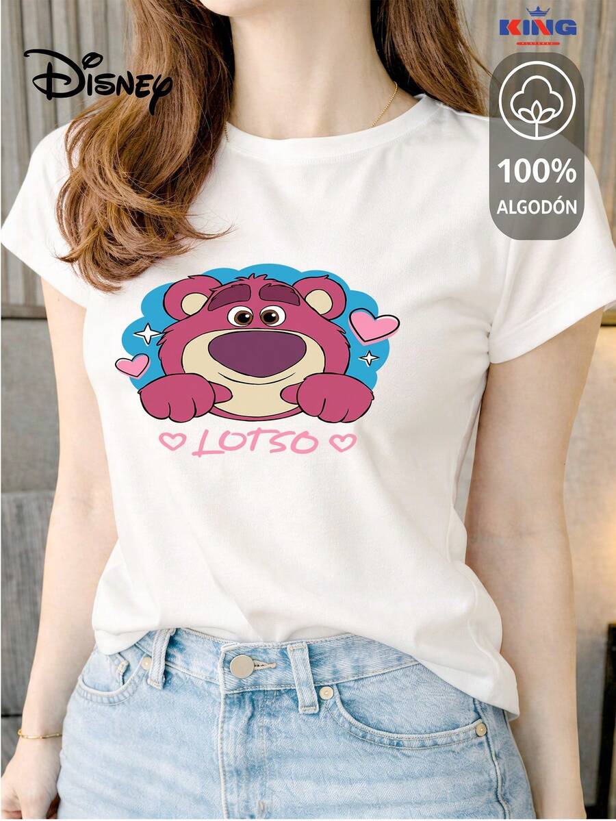 This High-Quality 100% Cotton T-Shirt Guarantees Exceptional Softness To The Touch, A Round Neck With A "Disney Heart Stars" Print, And Short Sleeves. - 白色 - 查看 1