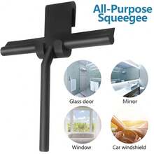 Matte Black Silicone Squeegee, Seamless Cleaning Tool For Bathroom Glass Doors, Mirrors, Tiles, Car Windows - Black - View 3