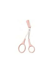 1/2pcs Eyebrow Trimmer Set Stainless Steel Curved Eyebrow Scissors With Comb, Beauty Tool For Beginners Suitable For Any Skin Type Hair Removal Accessories For Men Women , Barber Salon Beauty Travel Essentials,Bathroom Accessories - Pink - View 9