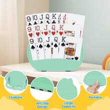 2pcs Plastic Playing Card Holders, Foldable 3-Tier Design Card Stands, Suitable For Adults And Elderly, Easy Storage - Yellow - View 4