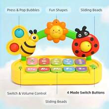 Baby Musical Piano Keyboard Toy With Lights & Sounds, Educational Learning Music Toy For Toddlers, Interactive Early Development Gift To Improve Motor & Cognitive Skills - 彩色 - 查看 5