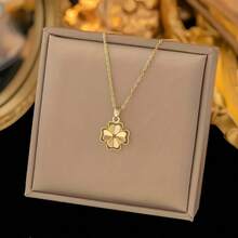 1pc High Quality Hypoallergenic 18K Gold Plated Heart Shaped Pendant Necklace For Women, Stainless Steel, Elegant, Hypoallergenic, Fashionable, Luxury, Minimalist, Suitable For Daily Wear And Gift - Type a - View 5