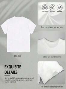 1 Piece Camia Women's Pure Cotton Casual T-Shirt, With A Simple And Elegant Graphic Print, Round Neck And Short Sleeves, Summer Urban Style, A Surprise Gift For Family And Friends. 180g 100% Cotton. - 白色 - 查看 4