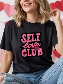 1 Self Love Club T-Shirt - Retro Valentine's Day T-Shirt, Valentine's Day Gift, Galentines Ap180g 100% Cotton - 黑色 14 - 查看 6